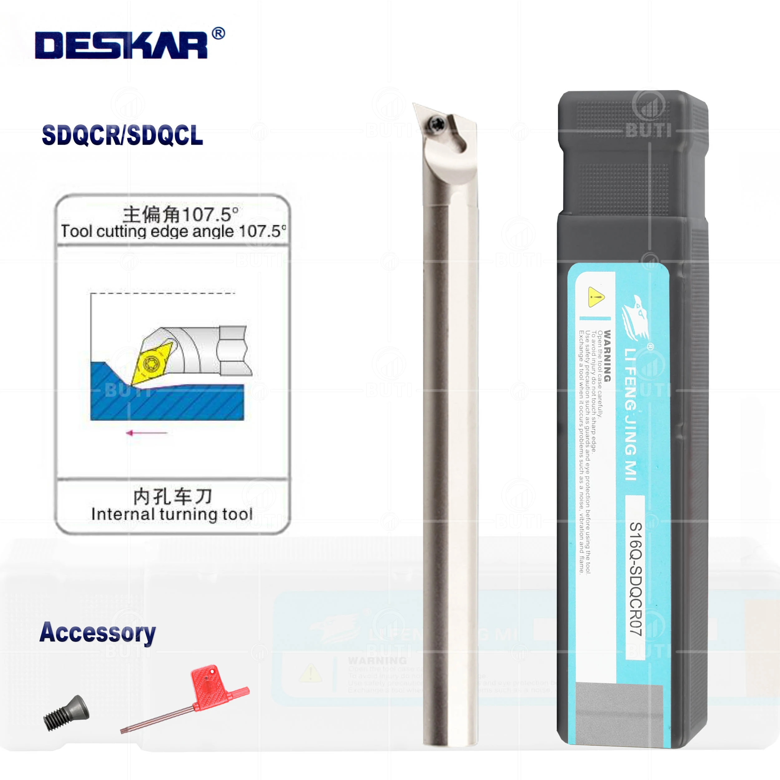 

DESKAR 100% Original CNC White Tool Holder With Small Hole,SDQCR SDQCL Shockproof Turning Tool Bar For DCMT Cutting Insert Arbor