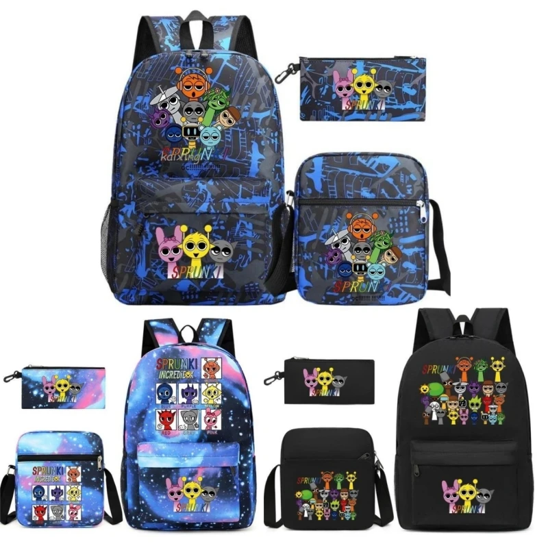 

3PCS Set Hot Backpacks New Sprunki Students School Bag Teen Girl Boy Back To School Gift Leisure Mochila Teens Travel Bags