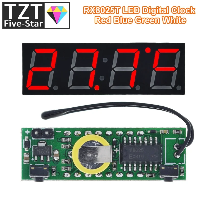 3 In 1 LED RX8025T Digital Clock Temperature Voltage Module DIY Time/Thermometer/Voltmeter DC 5-30V For Arduino