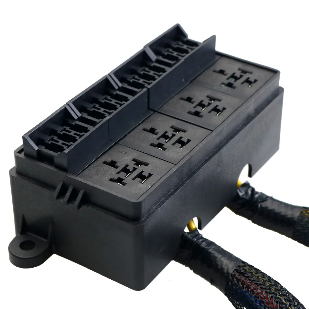 12V Fuse Relay Box Pre-Wired Fuse and Relay Box with 4 Relay 12 Way ATC/ATO Fuses Sealed 12V Relay Fuse Box for Car