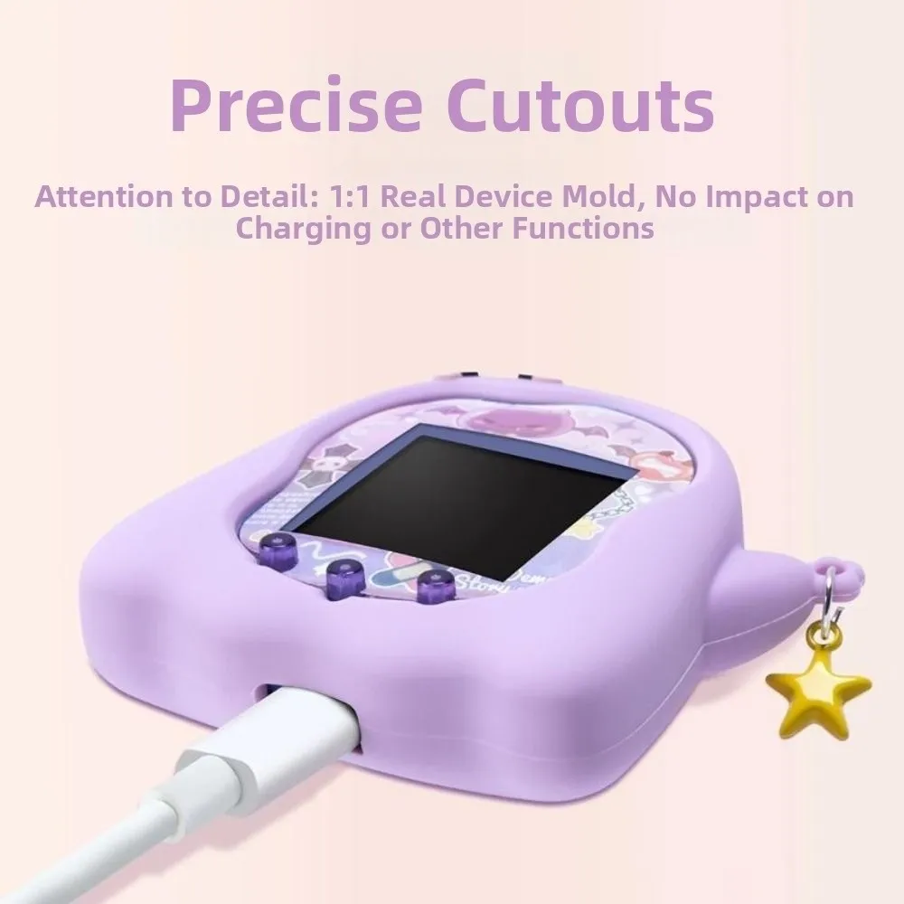 Silicone Games Console Protective Case Ultra-Thin Fall Resistant Cartoon Protective Cover Non-Slip Glow Devil for Tamagotchi UNI