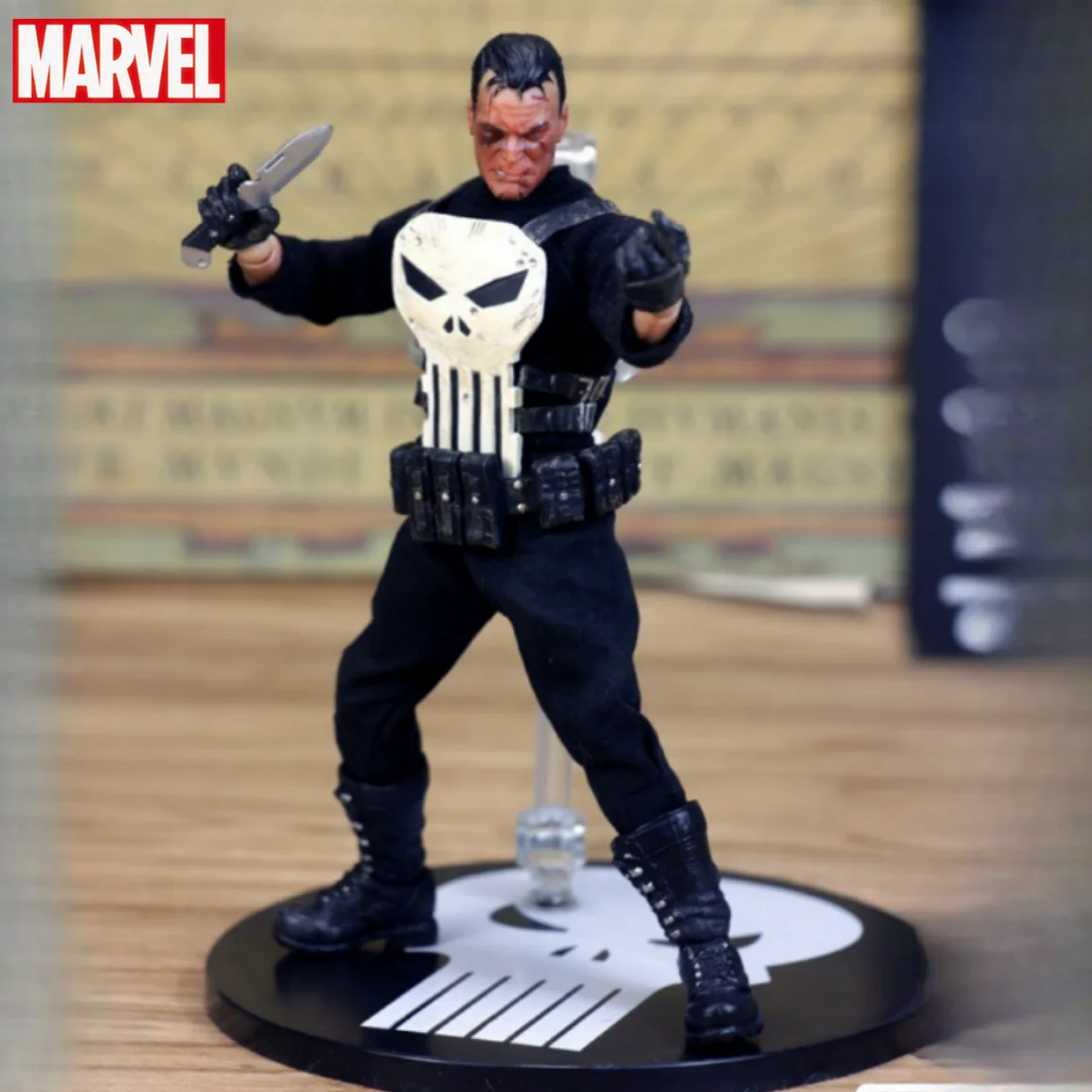Marvel 1/12 Mezco Ant Punisher SDCC Figura Articulada de Tela de 6 Pulgadas, Modelo Hecho a Mano, Regalo con Tallado de Calavera del Uncle Punisher Blanco
