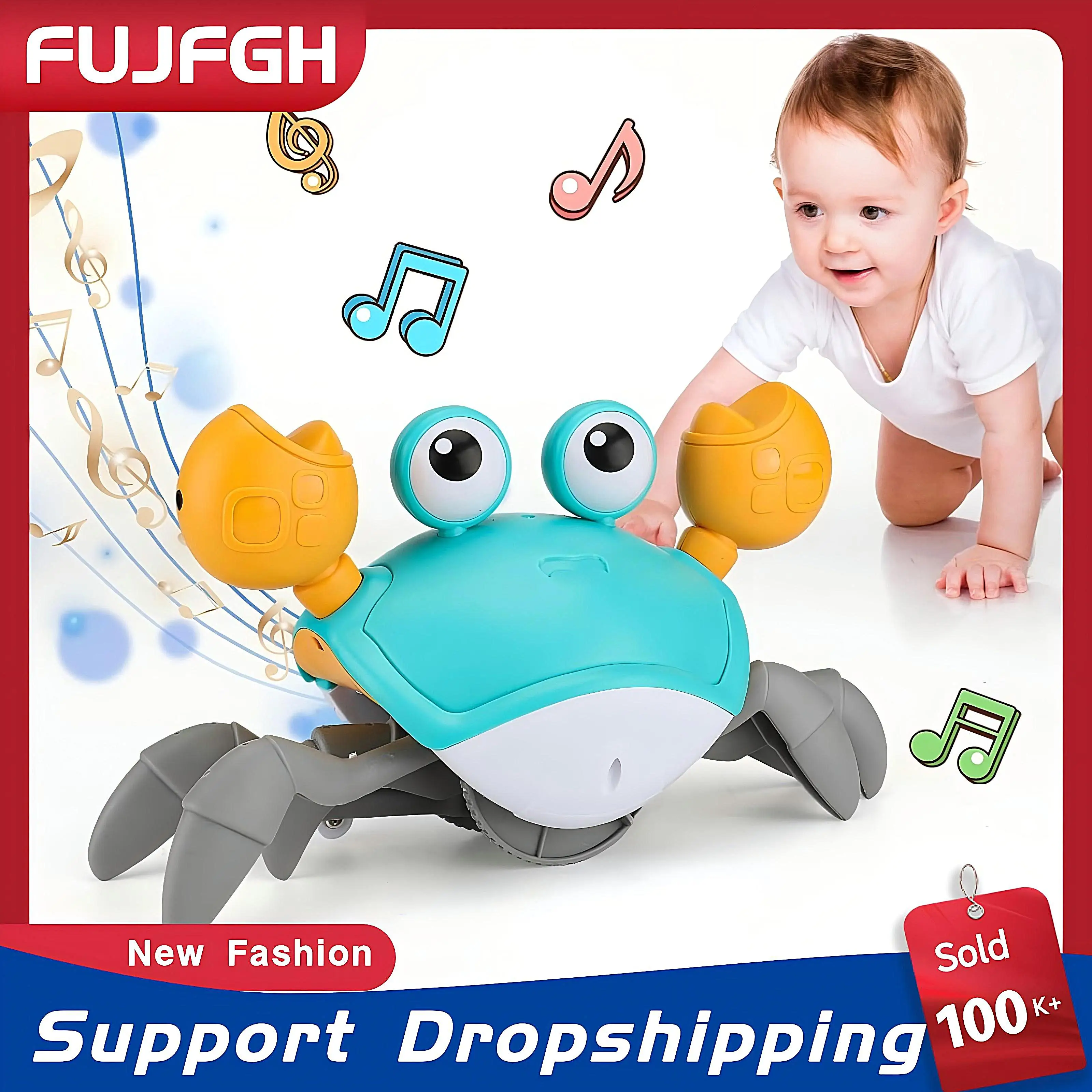 

Dancing Crab Run Away Toy for Babies Crawling Interactive Escape Crabs Sensing Toys Baby Birthday Gifts with Music Toddle Box