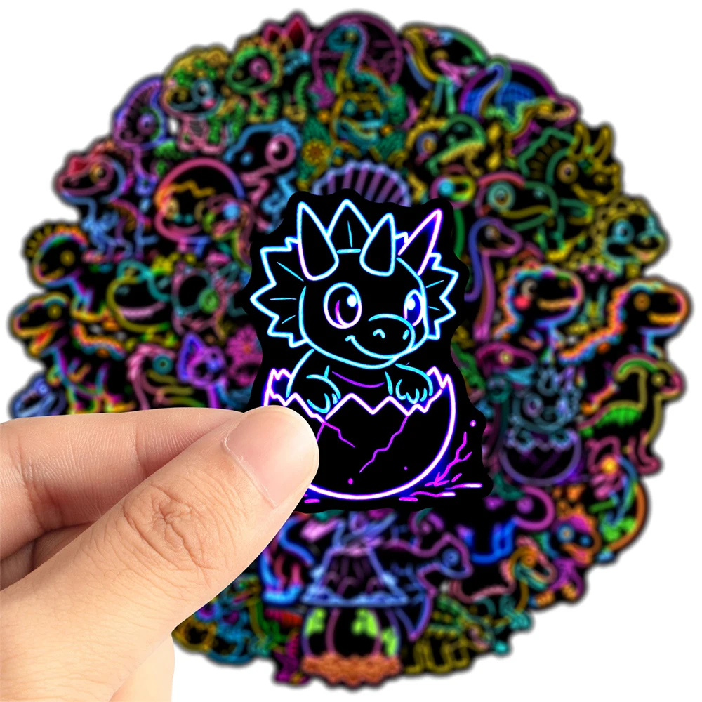 10/30/50pcs Funny Creative Dinosaur Stickers Cute Neon Style Graffiti Decals for Suitcase Bike Notebook Cartoon Sticker Toy Gift