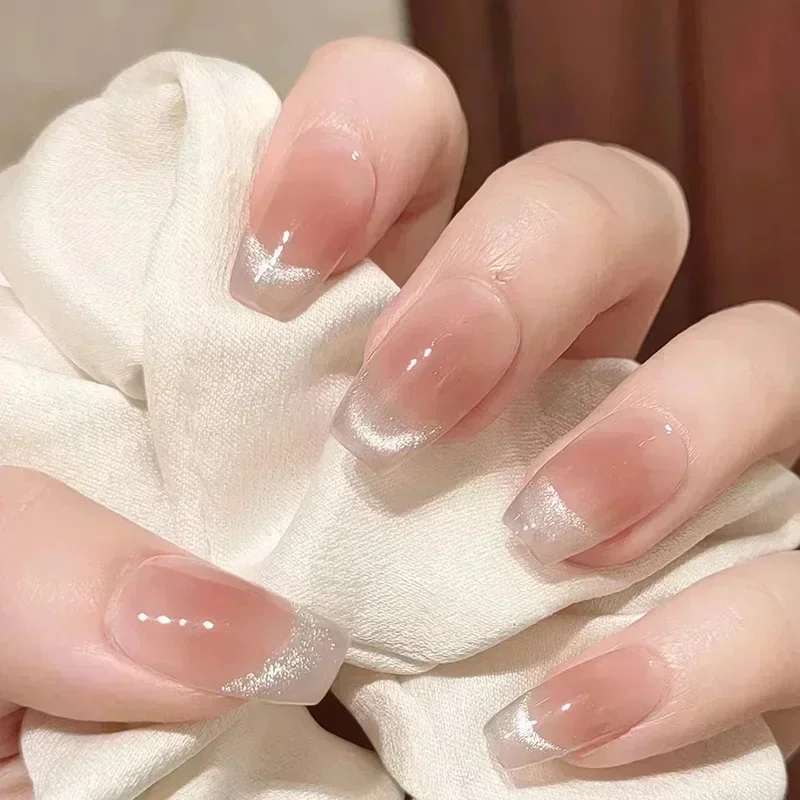 24pcs Pink Almond Nail Tips Nude Pink False Nail Manicure Art Artificial Nail With Bowknot For Women And Girls Nail Decoration image 5