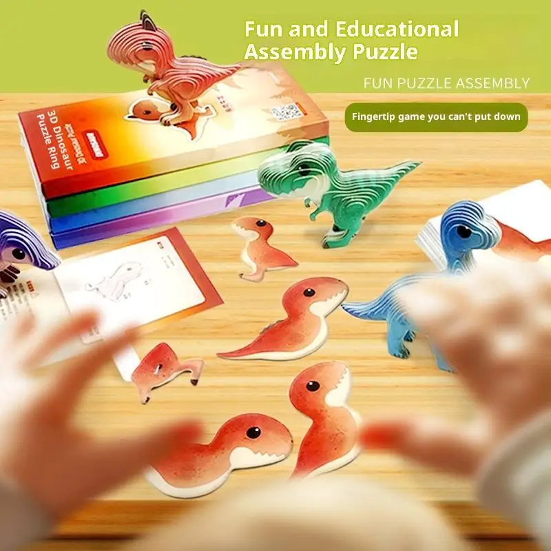 

3D Animal Puzzle Set - Cartoon Dinosaur Model Kits for Kids, Educational STEM Learning & Creative Gift