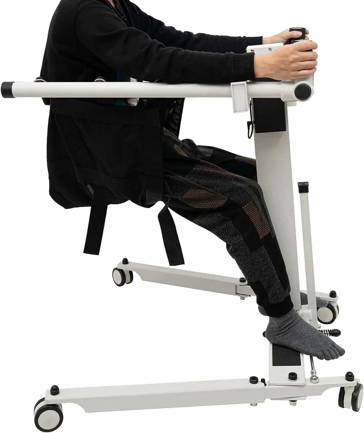 Electric Patient Lift Transfer Chair for Seniors and Disabled, 286.6lbs Weight Capacity, Adjustable Height and Foldable