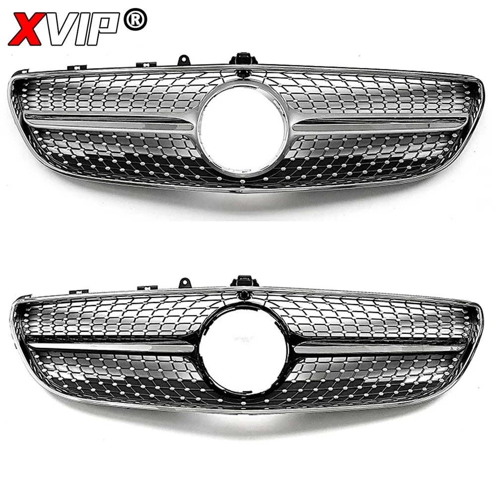 XVIP Chrome Silver Diamonds Style Front Racing Grille For Mercedes Benz CLS W218 CLS400 CLS550 2015-2018 GTR Style Bumper Grille