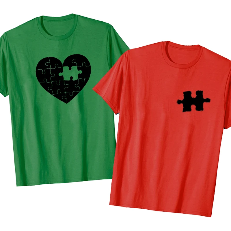 Couple T Shirts Couple Shirts Matching Tees Couples T Shirt Lovers of T-shirts Heart-shaped Pattern Couple Matching Sets