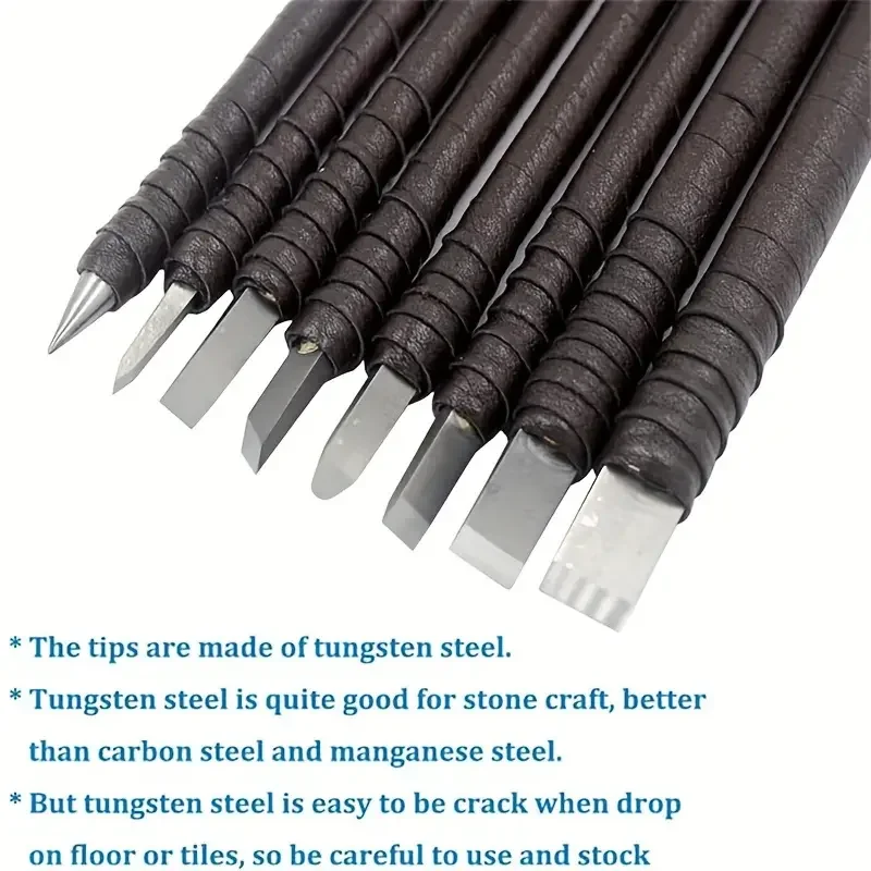 Imagem -04 - Stone Carving Tool Kit com Bolsa Cinzéis de Madeira Aço de Tungstênio Madeira Pcs 10 Pcs