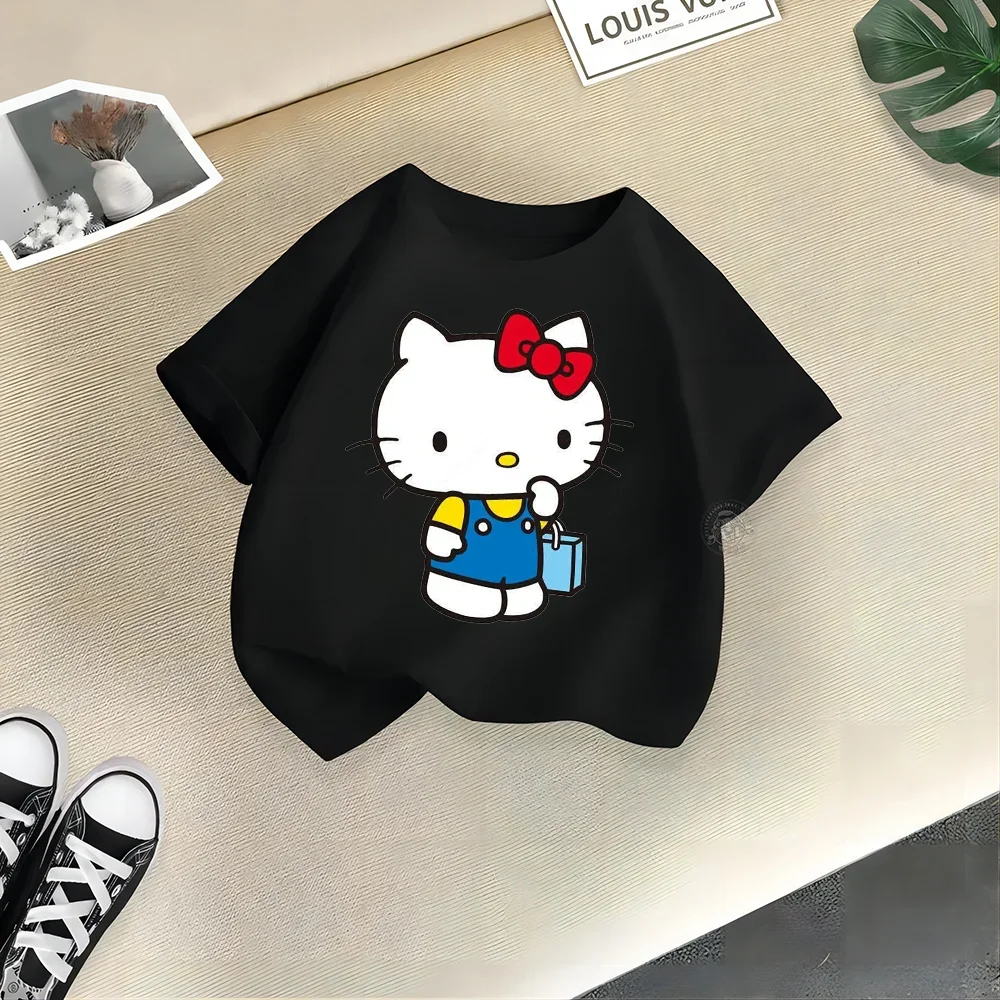 

Summer Boys and Girls Fashion Kids Sports Casual Short sleeve Hello Kitty Printed anime Cotton clothing Brothers Summer Top