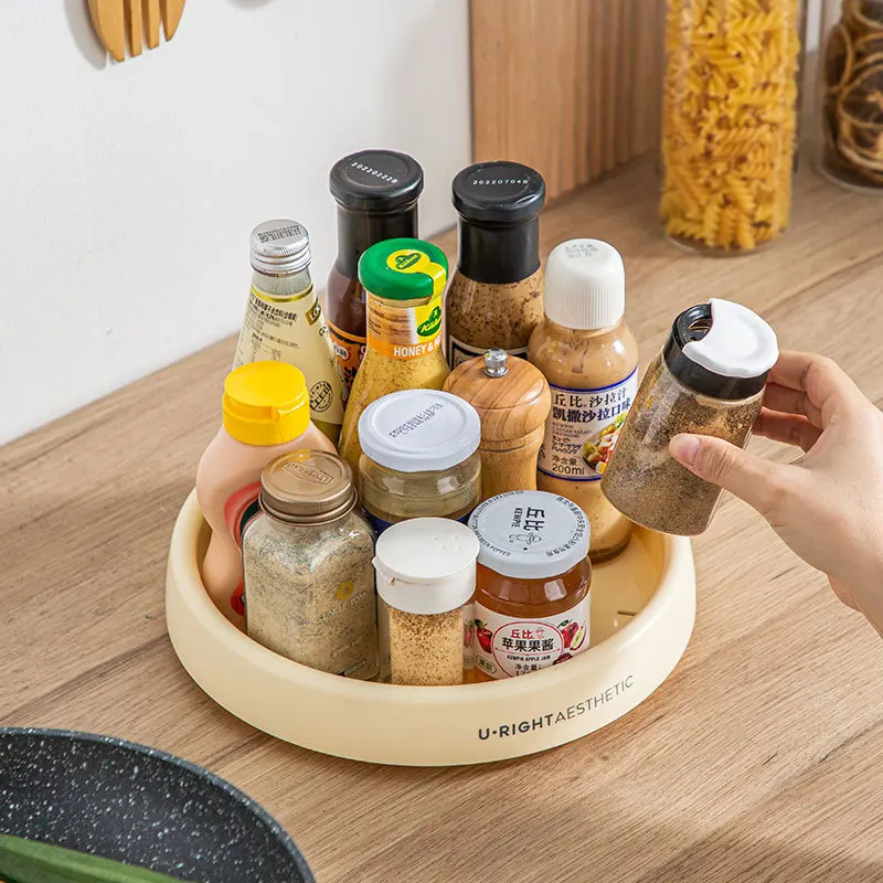 Multifunctional Household Revolving Shelf, Seasoning Storage Tray, Sauce Bottle, Seasoning Shelf, Finishing in Kitchen