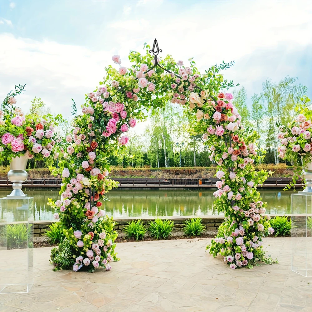 1szt Metalowy łuk ogrodowy Rose Arbor Climbing Plant Frame Balloons Archway Wedding Birthday Party Arch Stand Trawnik Dziedziniec Decor