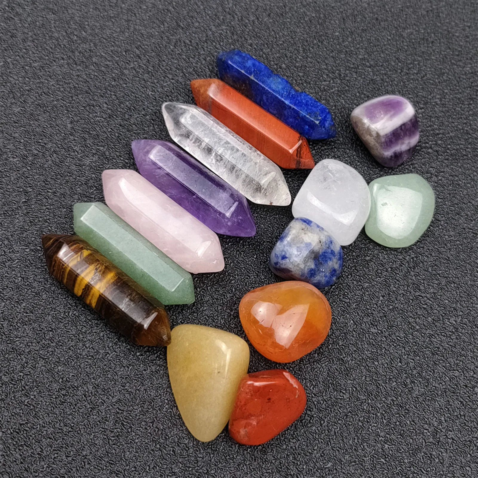 

Natural Stone Crystal Gemstone Chakras Healing Quartz Mineral Ornament Home Decoration High Quality Gifts Box 15PCS/Set #WO