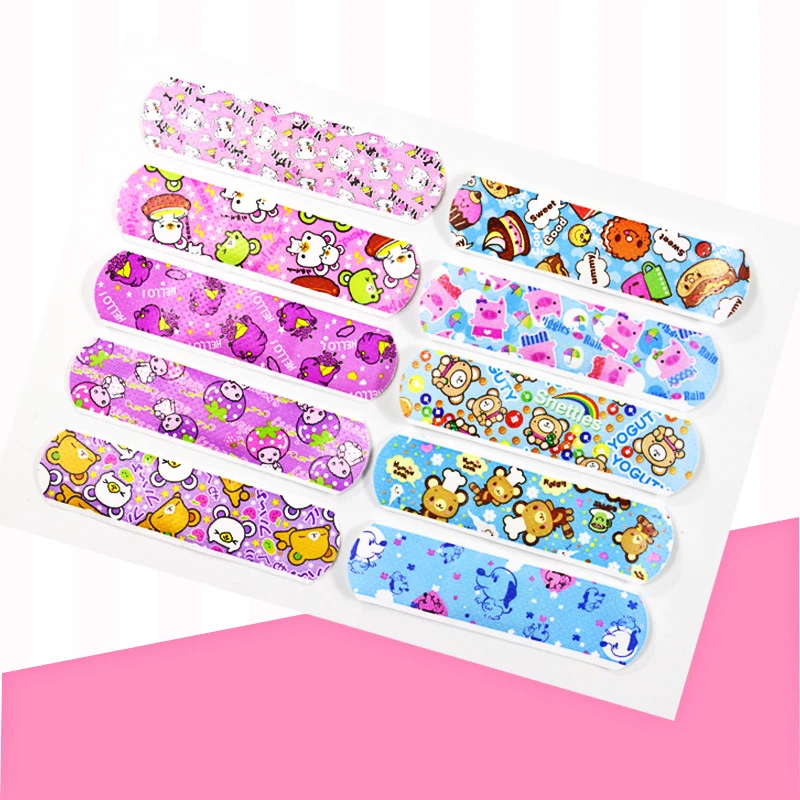 Cinta adhesiva para hemostasia para bebé, parches de yeso para heridas, con patrón de animales de dibujos animados Kawaii, impermeable, 120