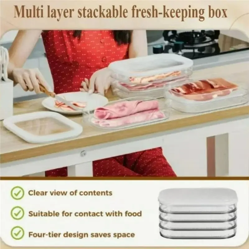 2025 Hot Style For Refrigerator Storage Container For Fridge Bacon, Lunch Meat, Stackable, Meal Prep, Food Containers, Fourth Fl