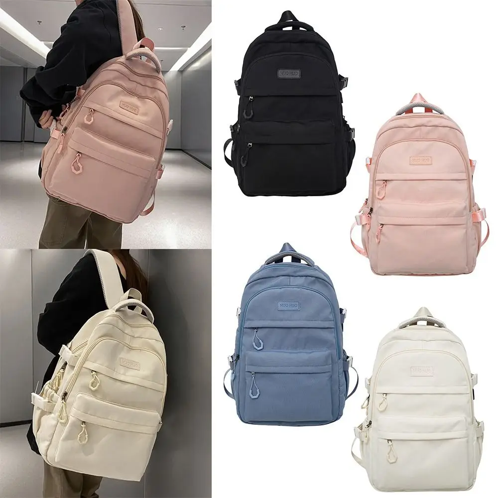 Mochila de nylon elegante, grande capacidade, alivia a carga, mochila escolar leve, viagem ao ar livre