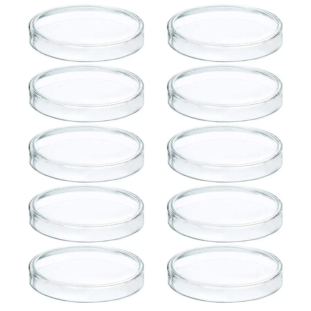 10Pcs Transparent Laboratory Petri Dishes 100Mm with Lid Clear Smooth Surface for Science Experiments Culture Dishes Chemistry