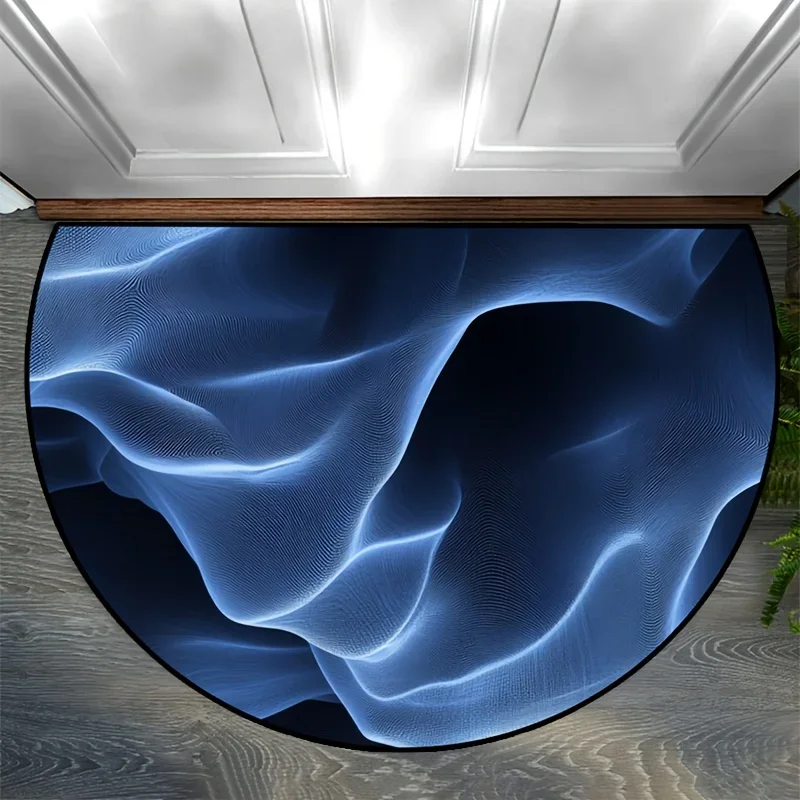 Mysterious Underground Tunnel Pattern Half Moon Door Rug Cool Visual Depth Effect Mat For Kitchen Bathroom