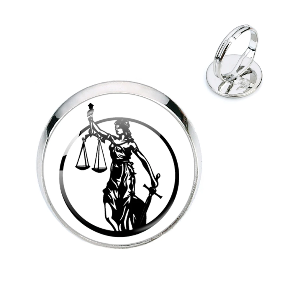 New Lawyer Ring Gift Law School Graduation Gift Round Glass Handmade Creative Gift Jewelry Jewelry for Lawyer