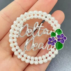 College's new design silver plated brooch jewelry delta purple flower pearl brooch women's gift