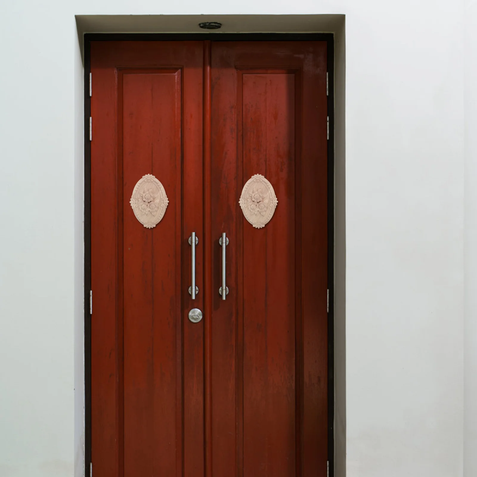 

Wood Carved Applique Oval Vintage Frame Decor For Cabinet Door Fireplace Handcrafted Wooden Onlay, Retro Furniture Overlay