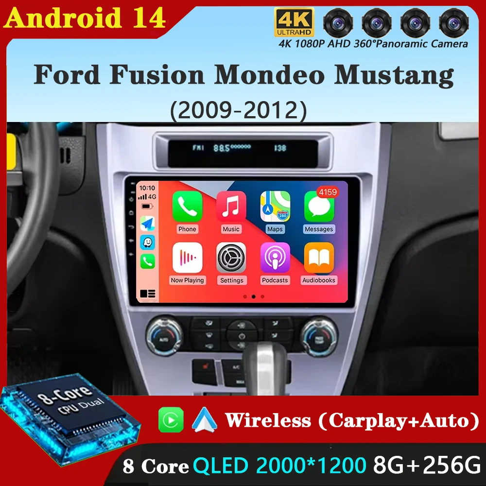 Android 14 For Ford Fusion Mondeo Mustang 2009 2010 2011 2012 Car Radios Audio GPS Stereo Auto Radio Carplay Android Auto QLED