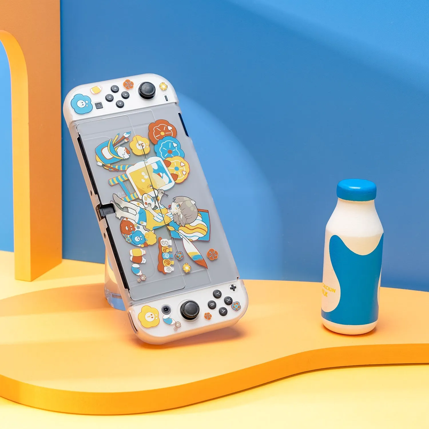 GeekShare-만화 닌텐도 스위치 OLED 보호 쉘, 포레스트 엘프 카와이 케이스, 스위치 OLED 분할 조이 콘 커버 PC 하드 케이스