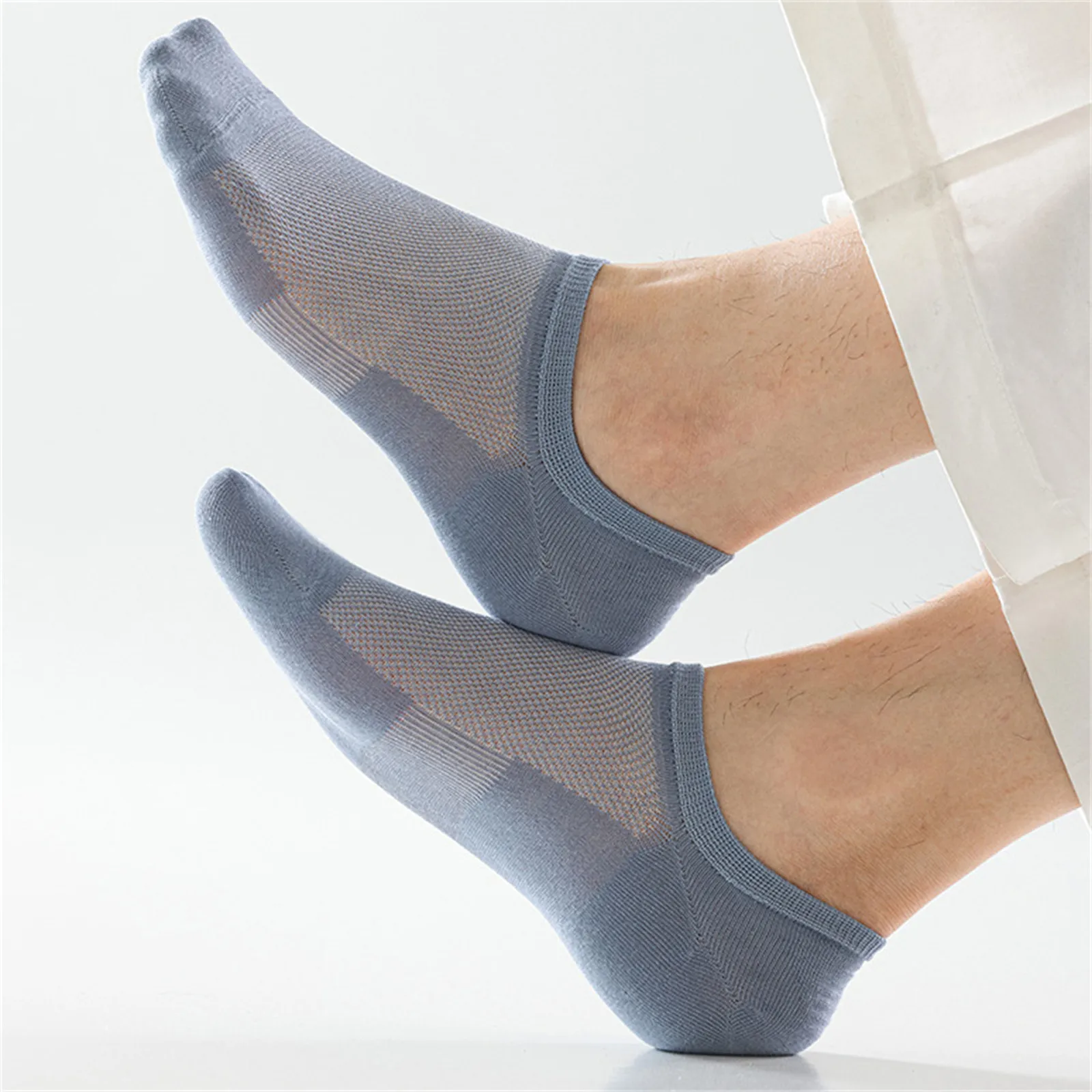 Men's Thin Mesh Boat Socks Non-slip Cotton sweat-absorbent and Odor-resistant Casual Low Cut Socke Sports Breathable Socks