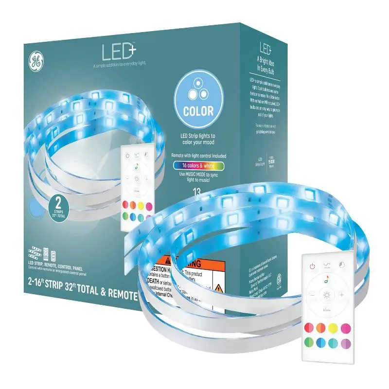 

32ft LED Strip Lights Color Changing RGB Remote Control Music Sync Dimmable Indoor Rope Lights for Bedroom Party Home Decor