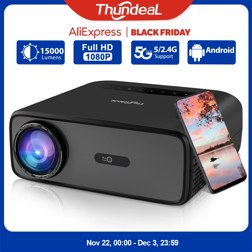 ThundeaL Full HD Projector 1080P WiFi Video Proyector TD97 Pro Home Theater Android TD97Pro TD97W 4K Projector Movie Home Cinema