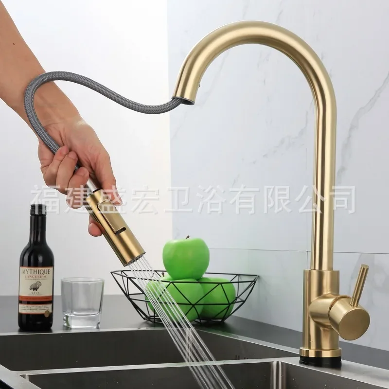 Smart Touch Kitchen Faucet Black Pull Out Sensor Faucets Black/Nickel 360 Rotation Crane 2 Outlet Water Mixer Taps