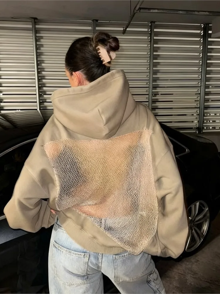 

Весенне-осенний новый модный повседневный однотонный универсальный топ с длинными рукавами, женский сексуальный сетчатый свитшот с открытой спиной
