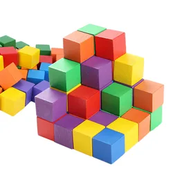 20pcs 2cm Multiple Colors Wooden Cube Building Blocks Mathematics Geometric Space Cube Teaching Aids Creativity Imagination JXB