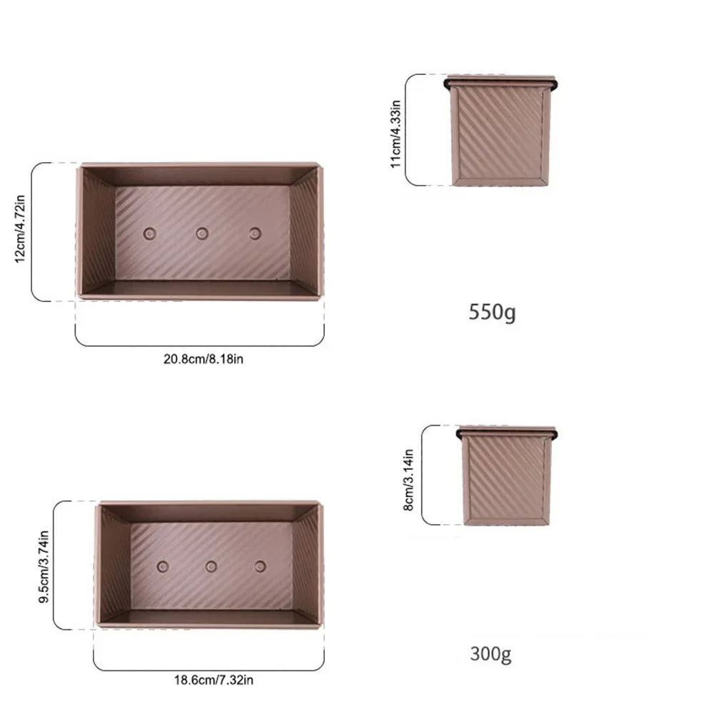 1Pc Rectangle Loaf Pan With Cover Bread Baking Mould Cake Toast Non-Stick Toast Box With Lid Aluminized Steel Bread Mould New