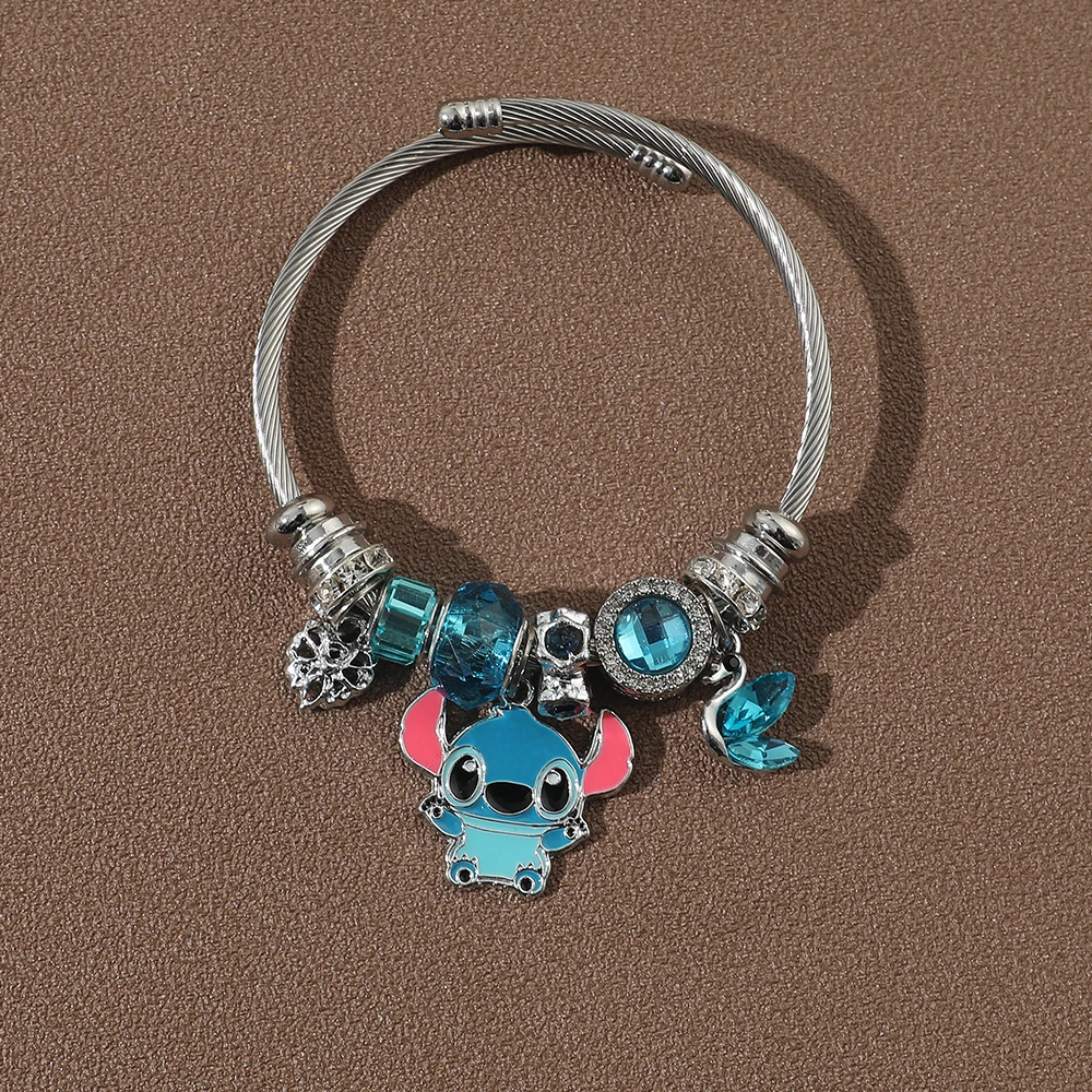 1PC New Product Disney Lucky Series Cute Q Meng Stitch Stitch Love Pendant DIY Beaded Versatile Bracelet