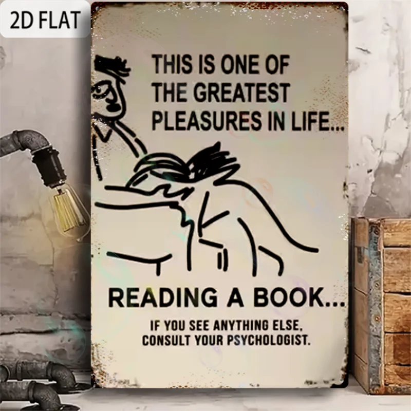 Nuevo letrero de decoración del hogar, resistente al agua y duradero, cuadrado de 8.0 x 12.0 in, letrero divertido de aluminio de estilo retro: "La diversión se lee"