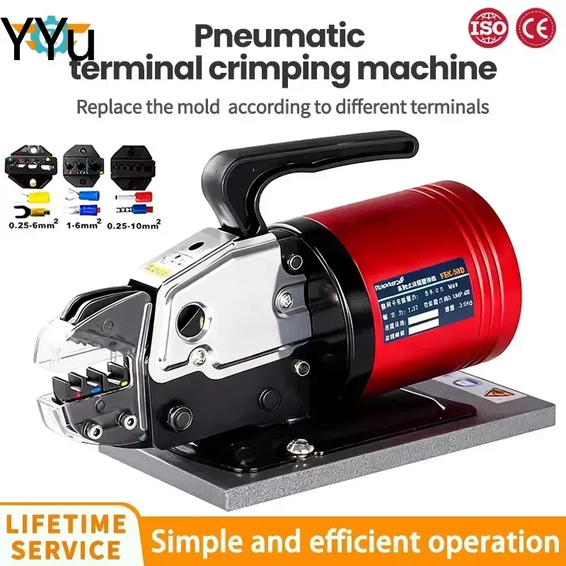 for FLK-5ND Pneumatic Terminal Crimping Machine 1.3T Wire Cable Crimper Pliers Tool with Interchangeable Dies for Electrical