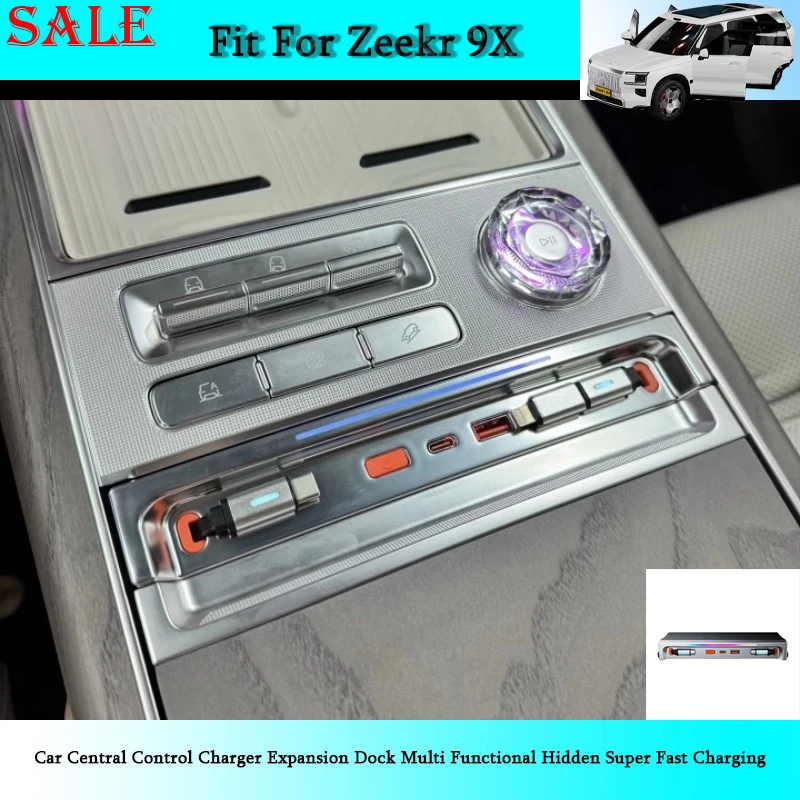 Fit for Zeekr 9X 2026 Car Central Control Charger Expansion Dock Multi Functional Hidden Super Fast Charging Auto Interior Parts