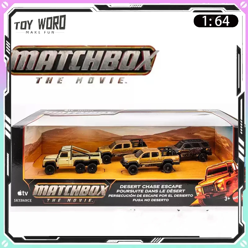 Matchbox JMB53 The Movie Desert Escape Garage Playset con Múltiples Coches Todoterreno a Escala 1/64, Colección de Réplicas de Películas, Juguete de Regalo