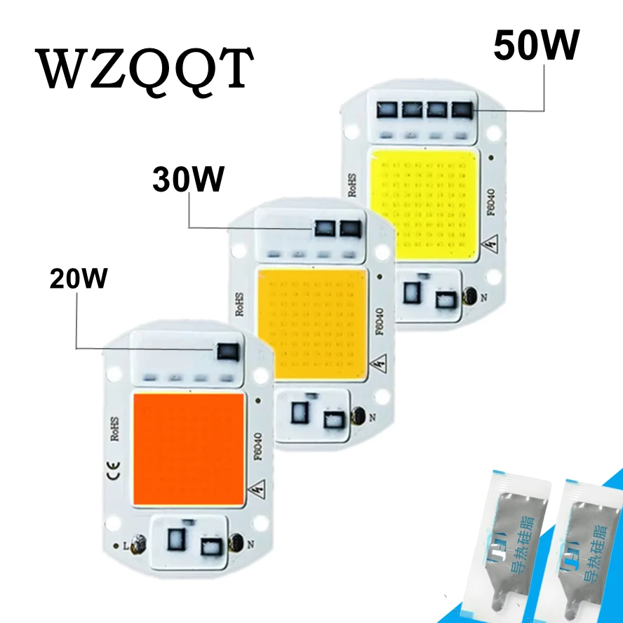F6040 Светодиодный чип COB с 2 термосмазывающими фитолампой 50 Вт Полный спектр 110 В/220 В для освещения рассады цветов в помещении