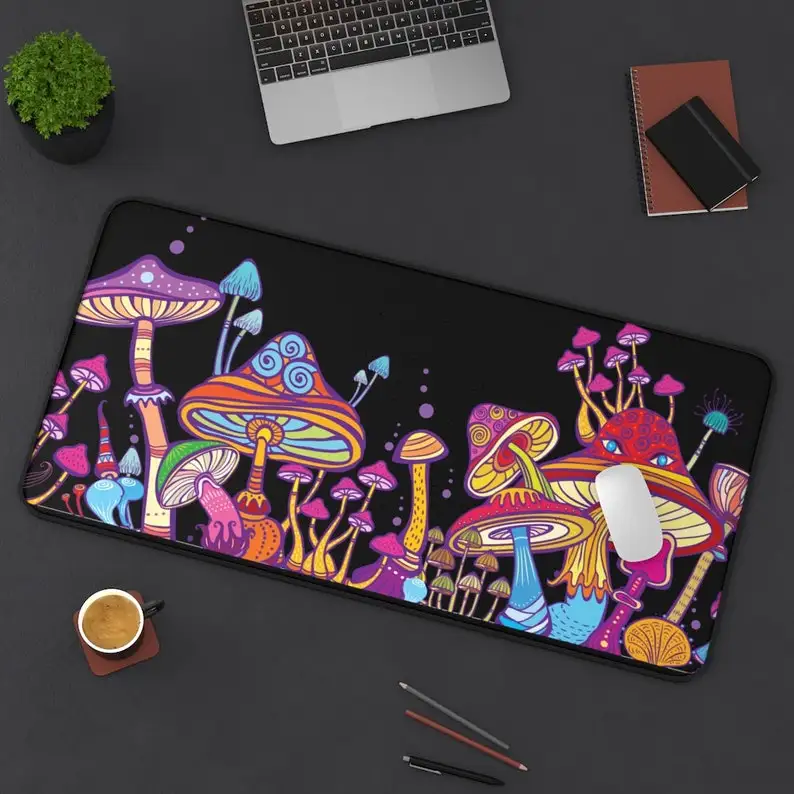 

Psychedelic Mushrooms Desk Mat,Large Mouse Pad, Extended Gaming Mouse Pad,XXL Laptop Computer Keyboard Mousepad for Office Home
