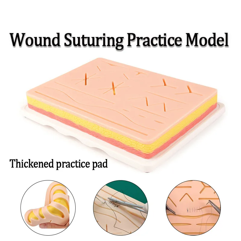 Silicone Thickened Wound Suturing Practice Pad Traumatic Simulation Skin Multi Wound Training Teaching Model