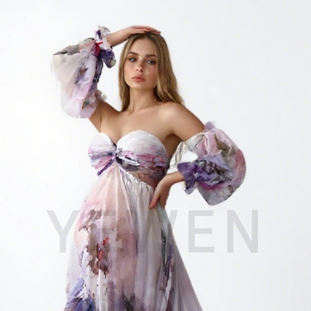 Bohemian Printed Chiffon Maternity Dress for Photoshoot Pregnancy Dress Photoshoot