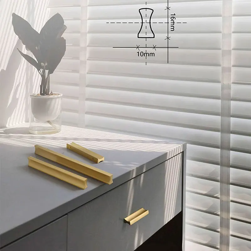 Solid Brass Longer Handles for Furniture Modern Simple Kitchen Cabinet Handle Copper Wardrobe Cupboard Pulls 600mm Length