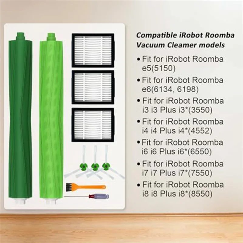 Abud-para irobot roomba i3 i3 + i4 i6 i6 + i7 i7 + i8 i8 +/plus e5 e6 e7 i, e & j série aspirador de pó principal escova lateral filtros hepa