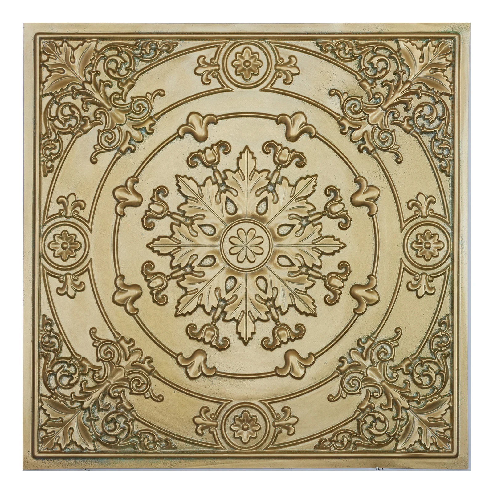 Chalk painted ceiling tiles, 3D embossed wall panels, for Cafe PL18 Brass verdigris 10pcs