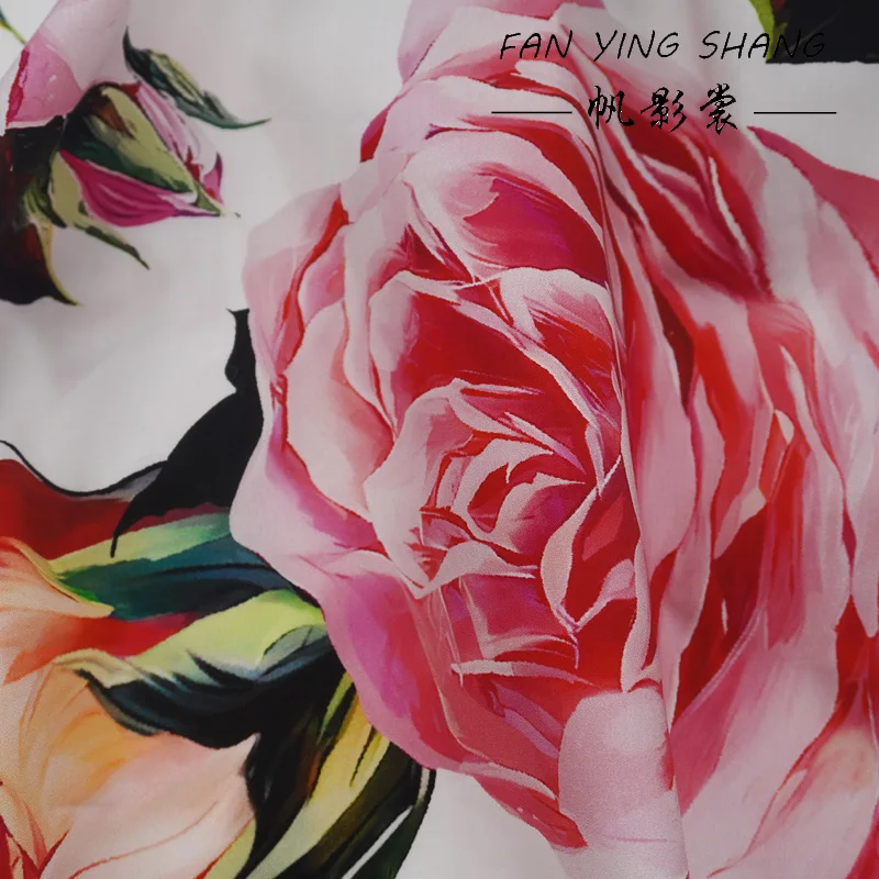 رائجة البيع نسيج القطن الرقمي الوردي الأحمر لفستان قميص تنورة Telas Para Costura Tissus Couture ткан مادة القماش الخياطة #3