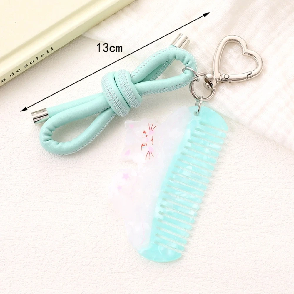

Portable with Keychain Acetate Comb Pendant Cartoon Bear Cat Makeup Comb Wide Toothed Animal Hairdressing Combs Household