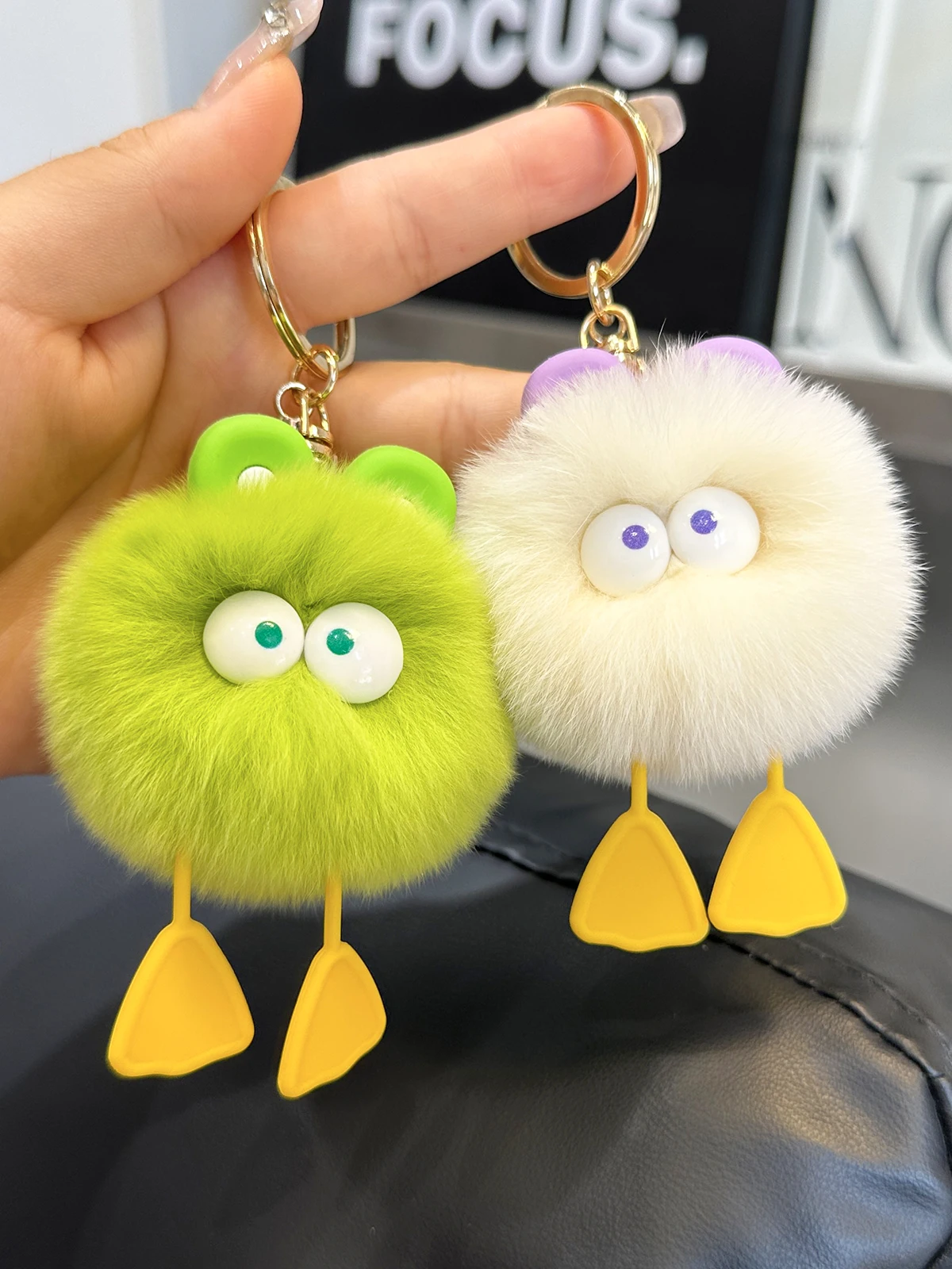 New Cute Rabbit Fur Ball Keychain Car KeyRing Pendant Plush School Bag Pendant Gift Kawaii Backpack Keychains Accessories